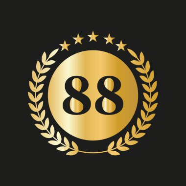 88th Years Anniversary Celebration Icon Vector Logo Design Template With Golden Concept