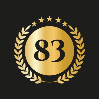 83th Years Anniversary Celebration Icon Vector Logo Design Template With Golden Concept