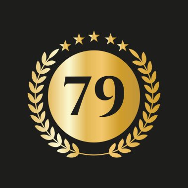 79th Years Anniversary Celebration Icon Vector Logo Design Template With Golden Concept