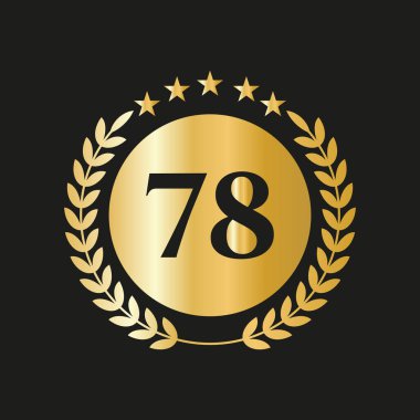 78th Years Anniversary Celebration Icon Vector Logo Design Template With Golden Concept