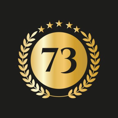 73 Years Anniversary Celebration Icon Vector Logo Design Template With Golden Concept
