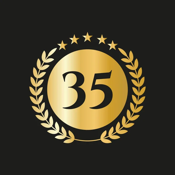 35Th Years Anniversary Celebration Icon Vector Logo Design Template Golden — Wektor stockowy
