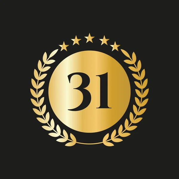 31St Years Anniversary Celebration Icon Vector Logo Design Template Golden — Stockový vektor