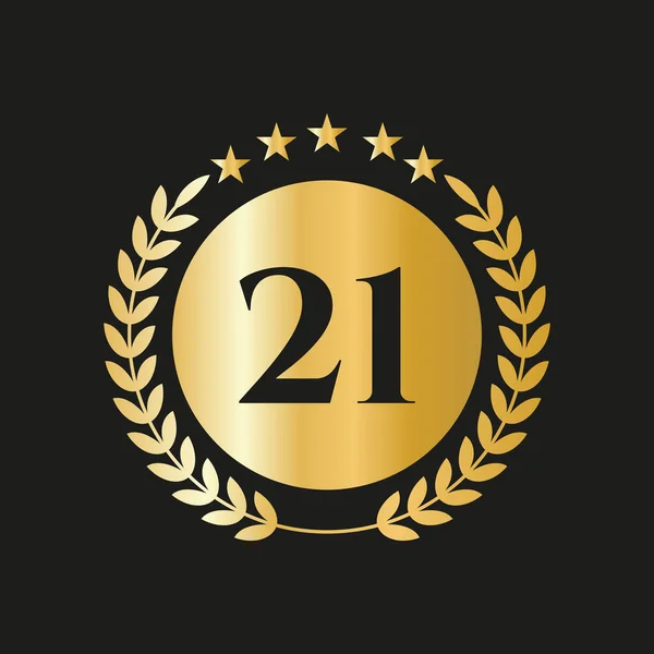 21St Years Anniversary Celebration Icon Vector Logo Design Template Golden — Archivo Imágenes Vectoriales