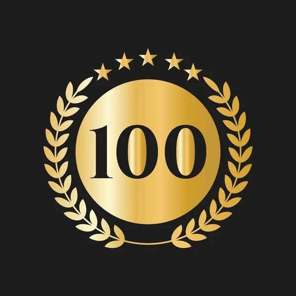 100Th Years Anniversary Celebration Icon Vector Logo Design Template Golden — 图库矢量图片