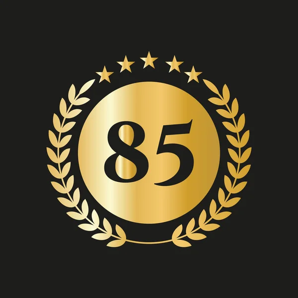 85Th Years Anniversary Celebration Icon Vector Logo Design Template Golden — Stock Vector