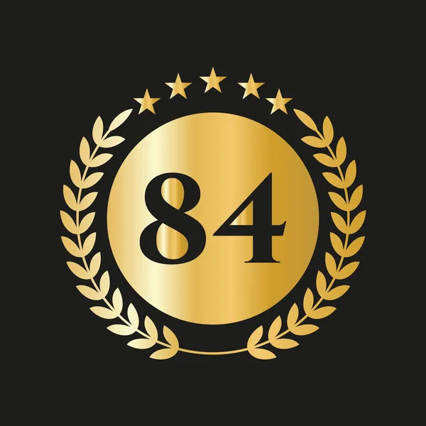 84Th Years Anniversary Celebration Icon Vector Logo Design Template Golden — Archivo Imágenes Vectoriales