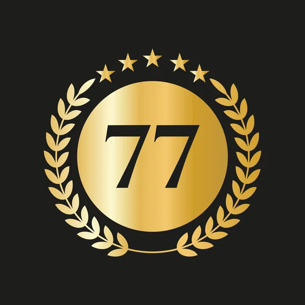 77Th Years Anniversary Celebration Icon Vector Logo Design Template Golden — Image vectorielle