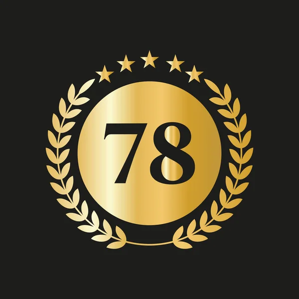 78th Years Anniversary Celebration Icon Vector Logo Design Template With Golden Concept
