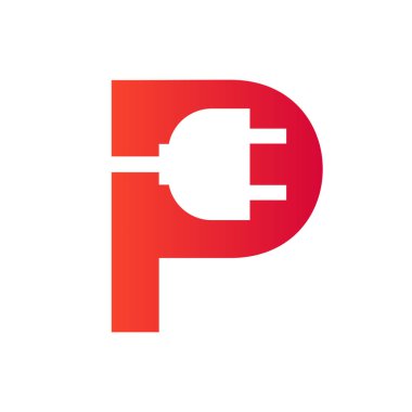 P Harfi Elektrik veya Elektrik Eklenti Vektörü Şablonu Konsepti