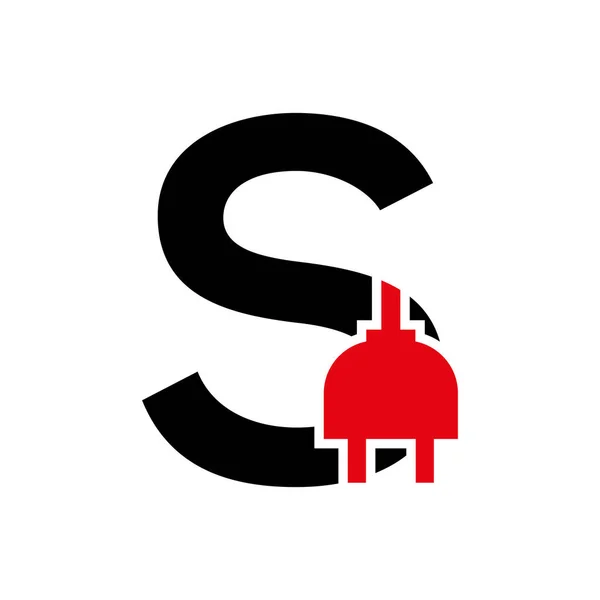 S Harfi Elektrik veya Elektrik Eklenti Vektörü Şablonu Konsepti