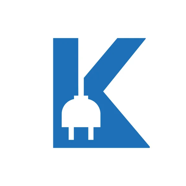 Elektrik Eklenti Vektörü Şablonu ile K Harfi veya Elektrik Logosu Konsepti