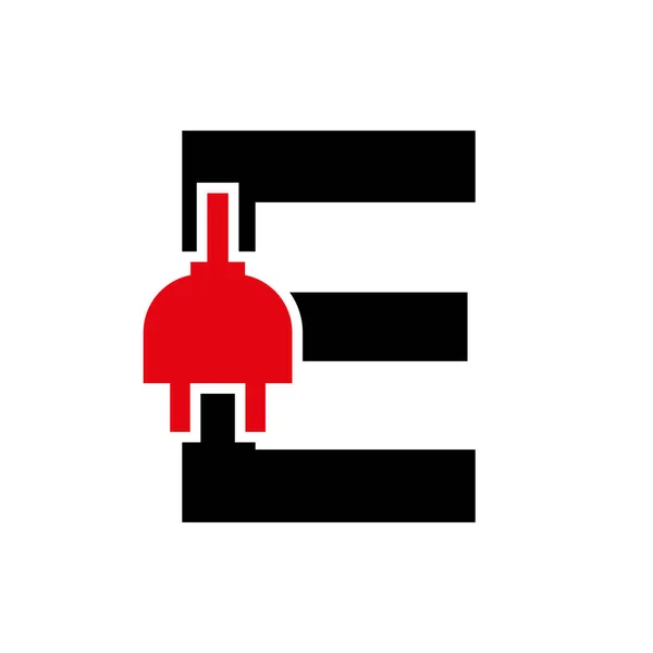 Huruf Electricity Electrical Logo Concept Electric Plug Vector Template - Stok Vektor