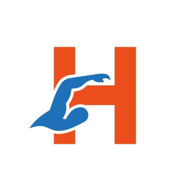 Letter H Swimming Logo Design. Swimming Club Symbol Vector Template