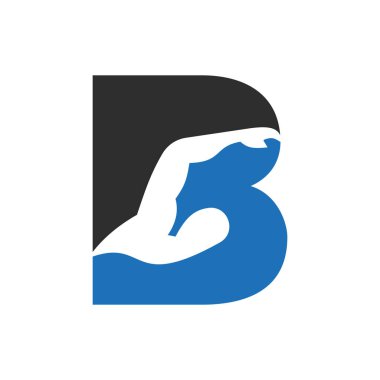 Letter B Swimming Logo Design. Swimming Club Symbol Vector Template