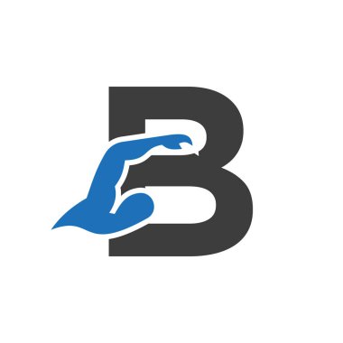 Letter B Swimming Logo Design. Swimming Club Symbol Vector Template