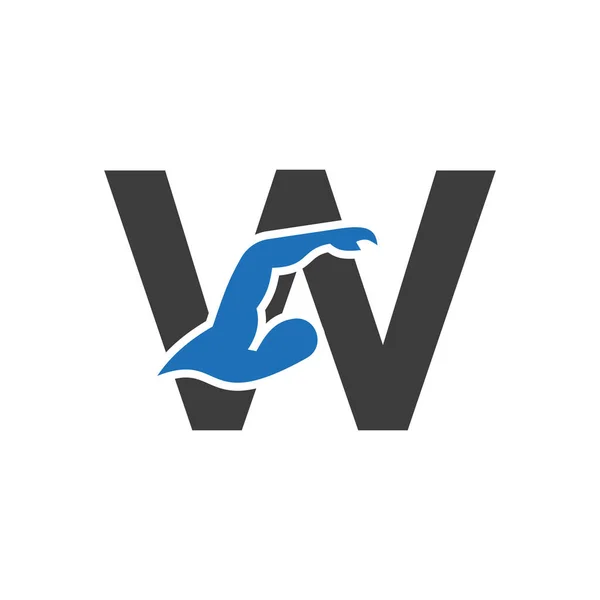 Letter Swimming Logo Design Swimming Club Symbol Vector Template — Vettoriale Stock