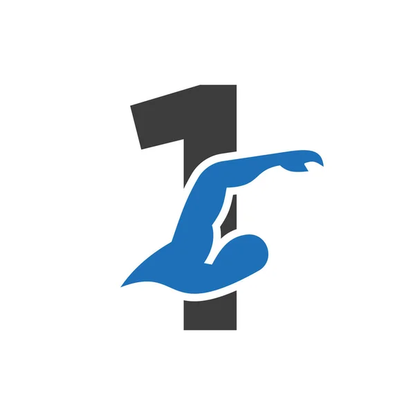 Letter Swimming Logo Design Swimming Club Symbol Vector Template — Vector de stock