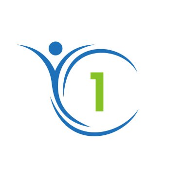 Initial Letter 1 Healthcare Logo. Doctor Logo Sign, Medical Pharmacy Plus Symbol Design