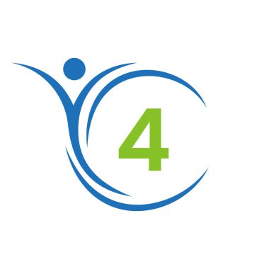 Initial Letter 4 Healthcare Logo. Doctor Logo Sign, Medical Pharmacy Plus Symbol Design