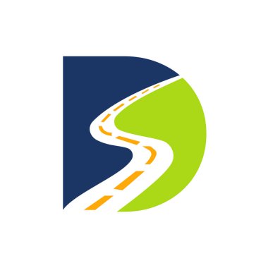 Letter D Transportation Logo Based On Road Path Symbol Vector Template