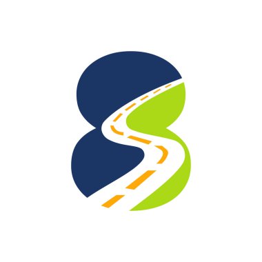 Letter 8 Transportation Logo Based On Road Path Symbol Vector Template