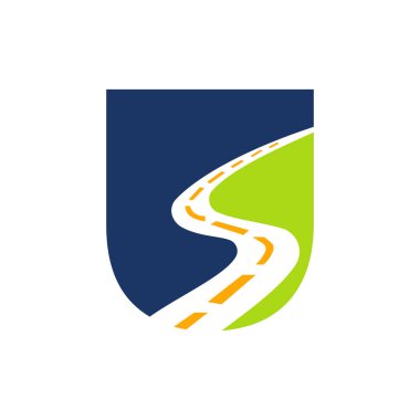 Letter U Transportation Logo Based On Road Path Symbol Vector Template