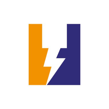 Letter H Electric Logo Concept With Power Icon, Volt Thunder Symbol Vector Template