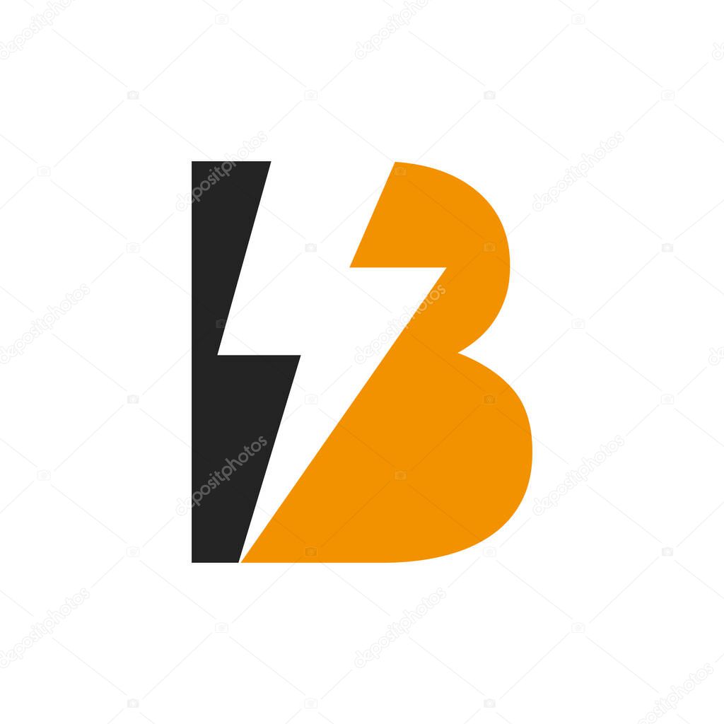 Letter B Electric Logo Concept With Power Icon, Volt Thunder Symbol Vector Template