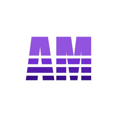 Initial Typography Letter AM Logo Design Template Design with Creative, Modern Gradient Style