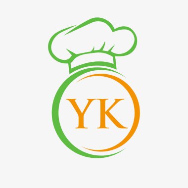 Initial Letter YK Restaurant Logo Template. Restaurant Logo Concept with Chef Hat Symbol Vector Sign