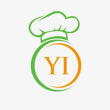 Initial Letter YI Restaurant Logo Template. Restaurant Logo Concept with Chef Hat Symbol Vector Sign