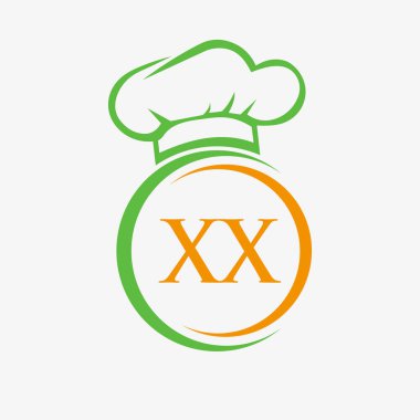 Initial Letter XX Restaurant Logo Template. Restaurant Logo Concept with Chef Hat Symbol Vector Sign