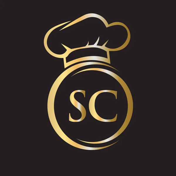 Initial Letter Restaurant Logo Template Restaurant Logo Concept Chef Hat — Stok Vektör