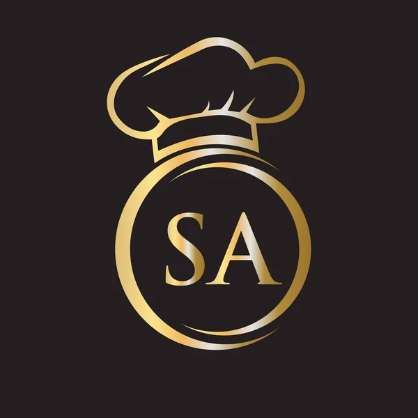 Initial Letter Restaurant Logo Template Restaurant Logo Concept Chef Hat — Stok Vektör