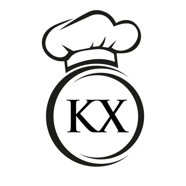 Initial Letter KX Restaurant Logo Template. Restaurant Logo Concept with Chef Hat Symbol Vector Sign