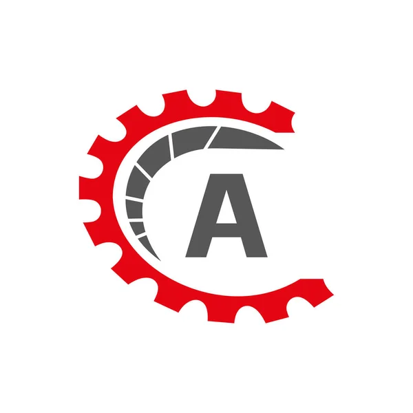文字上の自動車のロゴAコンセプト 車の修理のロゴタイプと機械的なシンボルベクトルテンプレート — ストックベクタ