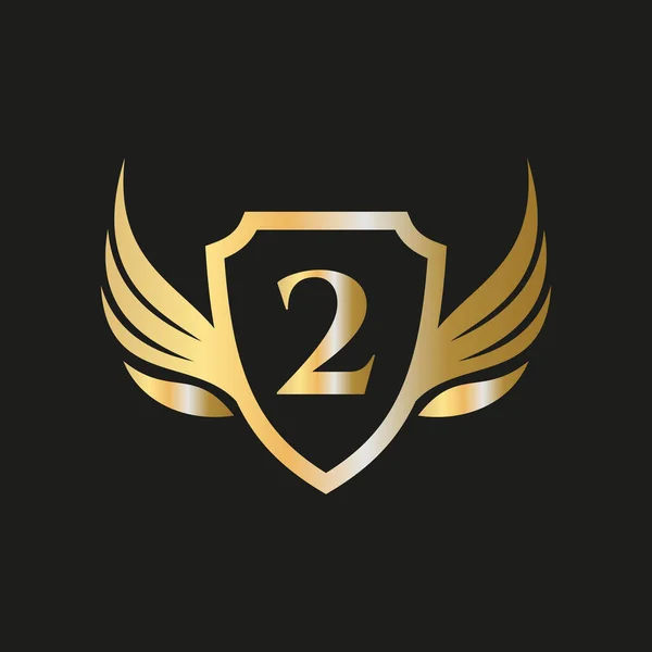 Ulaşım Logosu Sembolü için Harf 2 Alfabesindeki İlk Kanat Logosu