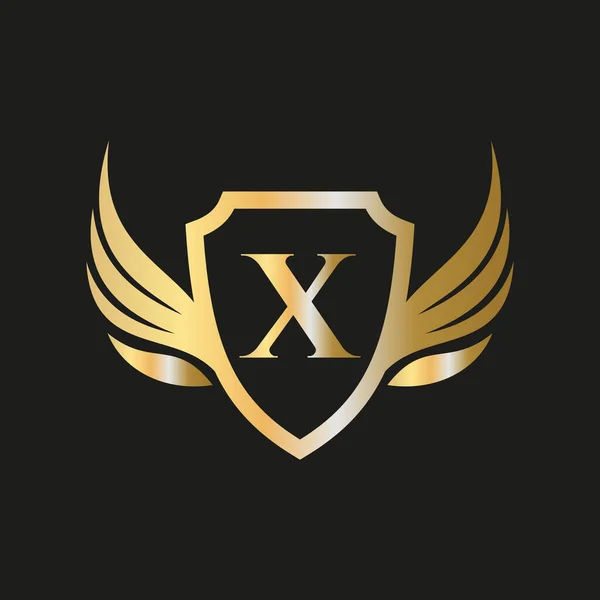 Ulaşım Logosu Sembolü için X harfi üzerindeki ilk kanat logosu