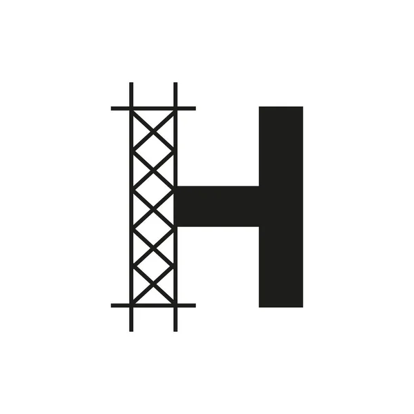 文字H上の初期建築ロゴ建築構造シンボル付きアルファベットコンセプト — ストックベクタ
