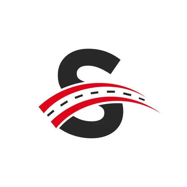 Logo Iniziale Trasporto Letter Concept Minimal Lettera Road Logo Design — Vettoriale Stock