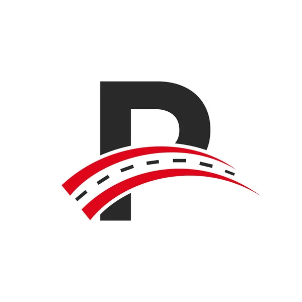 Logo Trasporto Iniziale Sul Concetto Lettera Minimal Lettera Road Logo — Vettoriale Stock