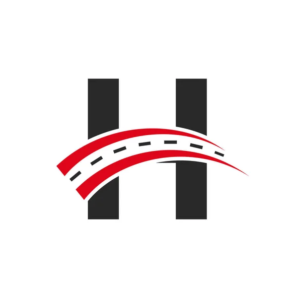 Harfi Üzerinde Ilk Ulaşım Logosu Minimum Harf Yolu Logo Tasarım — Stok Vektör