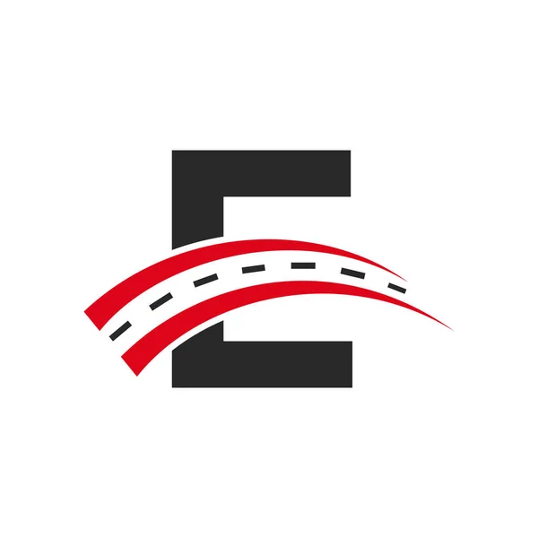 Inisial Transport Logo Letter Concept Templat Desain Logo Jalan Minimal - Stok Vektor