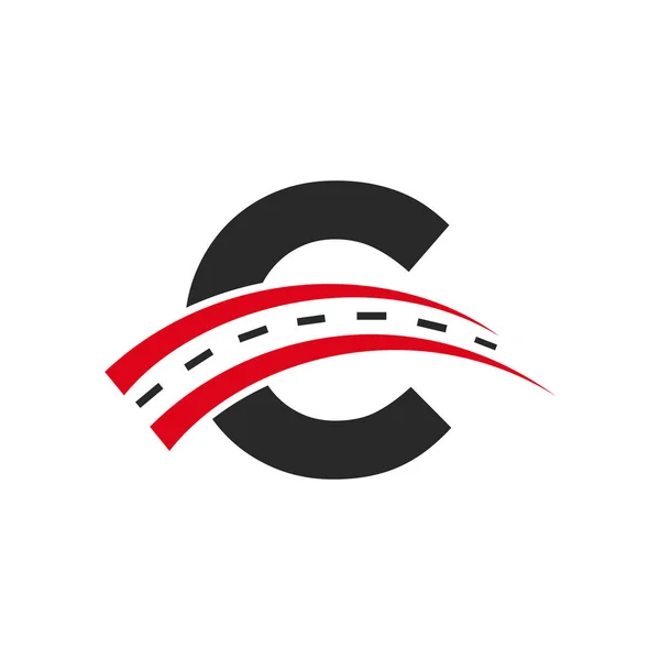 Logo Trasporto Iniziale Sul Concetto Lettera Minimal Lettera Strada Logo — Vettoriale Stock