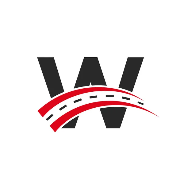 W harfi üzerinde ilk ulaşım logosu. Asgari W Harfli Yol Logosu Şablonu