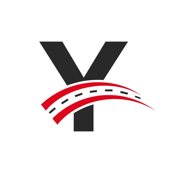 Harfi Üzerinde Ilk Ulaşım Logosu Asgari Harf Yolu Logo Tasarım — Stok Vektör