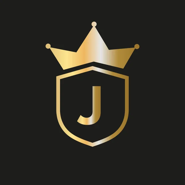 Λογότυπο Shield Crown Letter Διάνυσμα Σύμβολο Κομψό Χρυσό Χρώμα — Διανυσματικό Αρχείο