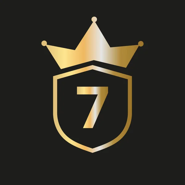 Shield Crown Logo Letter Vector Symbol Elegant Gold Color — Stock Vector