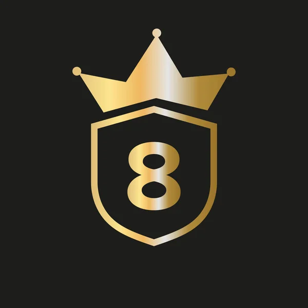 Sköld Krona Logotyp Bokstav Vektor Symbol Med Elegant Guld Färg — Stock vektor